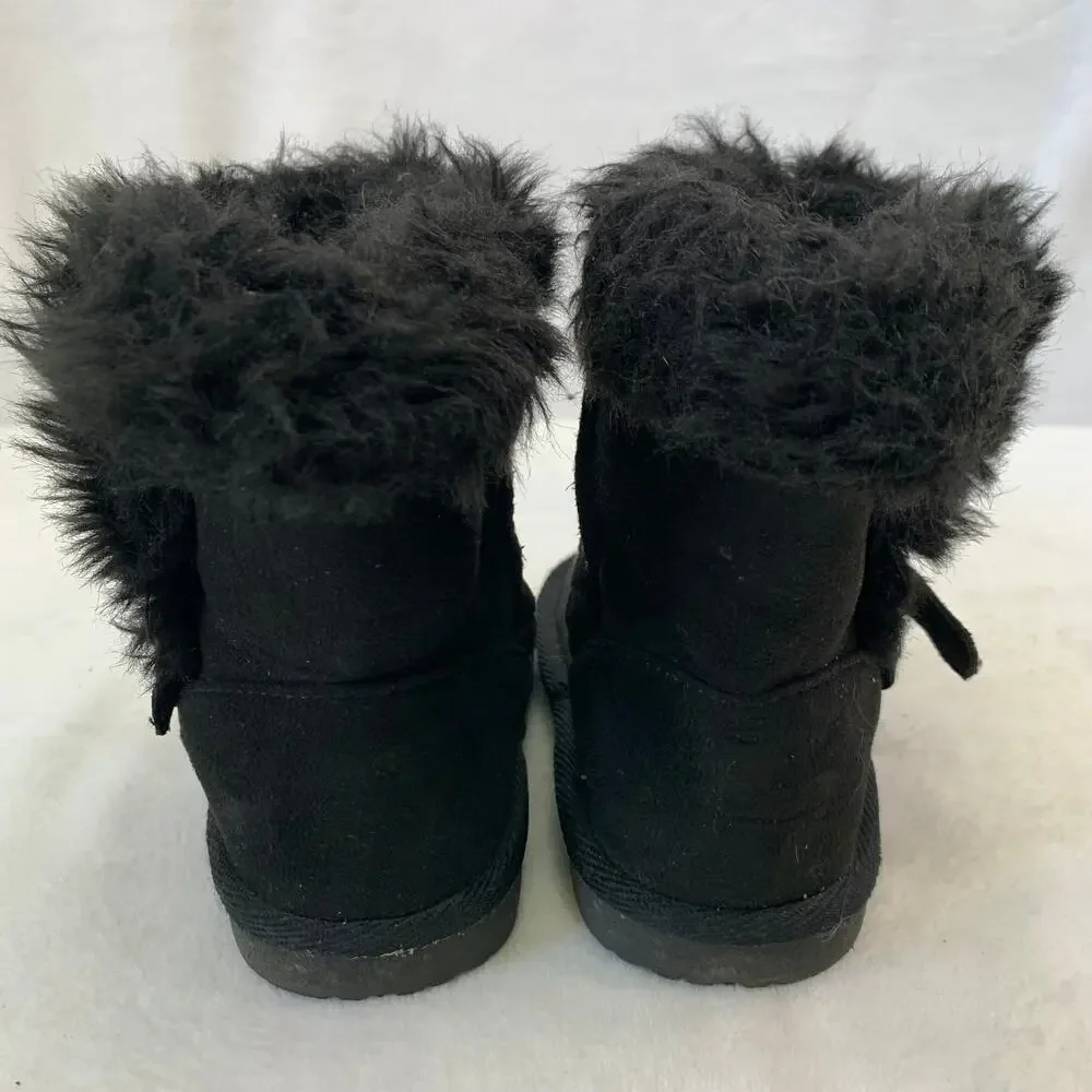 The Children's Place Toddler Girls Sz 8 Black Faux Fur Chalet Boots Microsuede